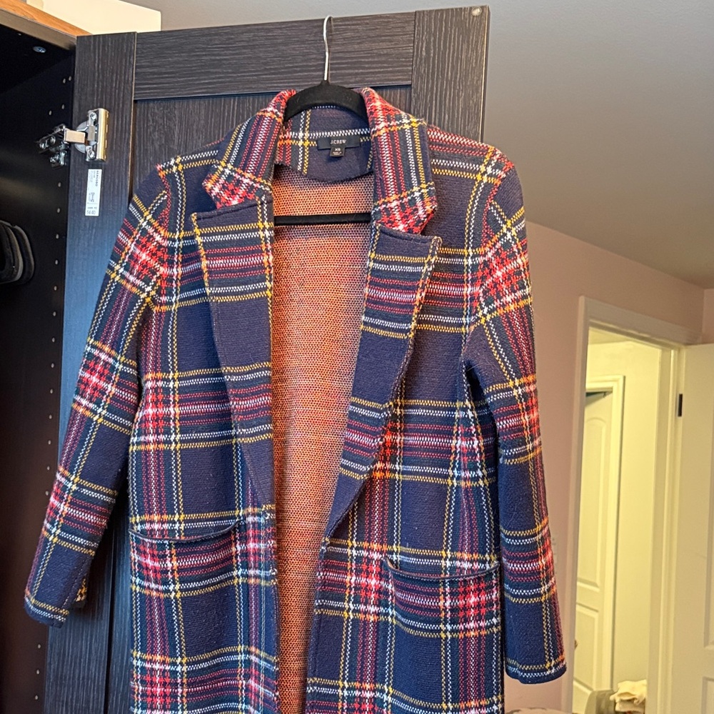J. Crew Navy and Red Plaid Blazer